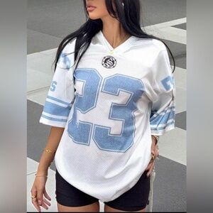 SHEIN EZwear Women Satin Printed Mesh Letter Short Sleeve Casual T-Shirt